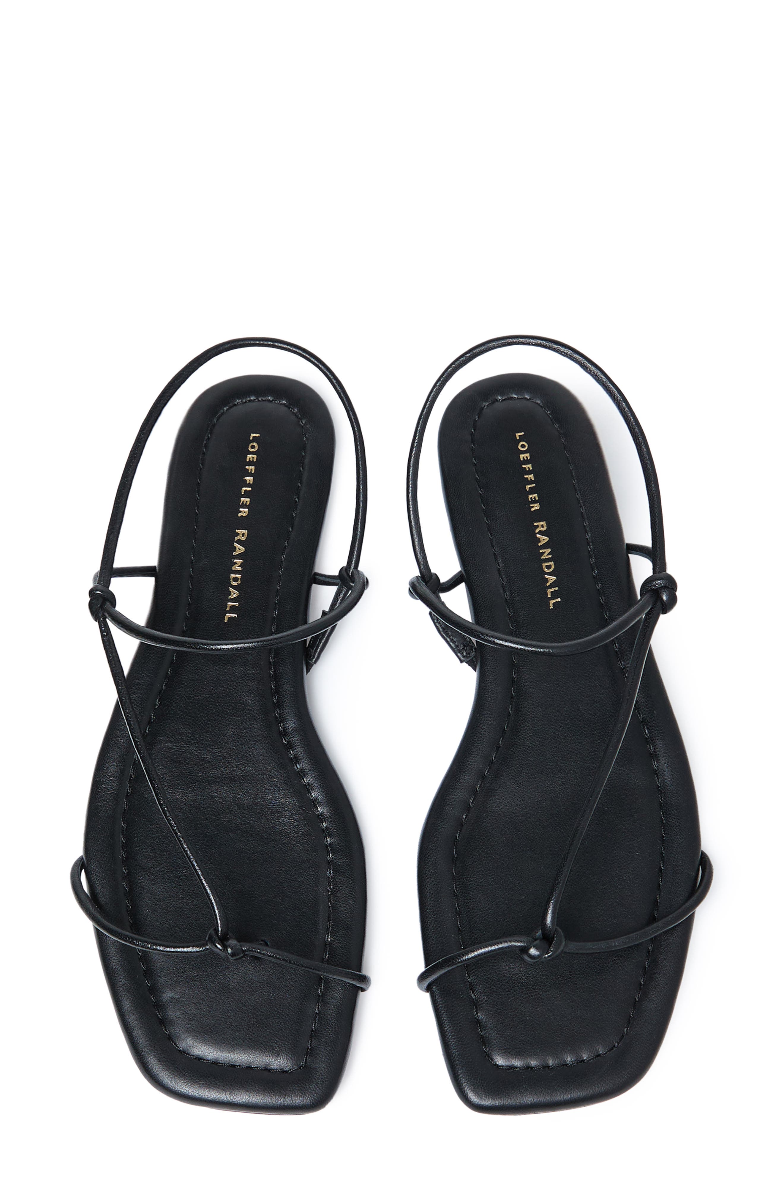 Loeffler Randall Eleanor Strappy Flat Leather Sandal, Alternate, color, Black