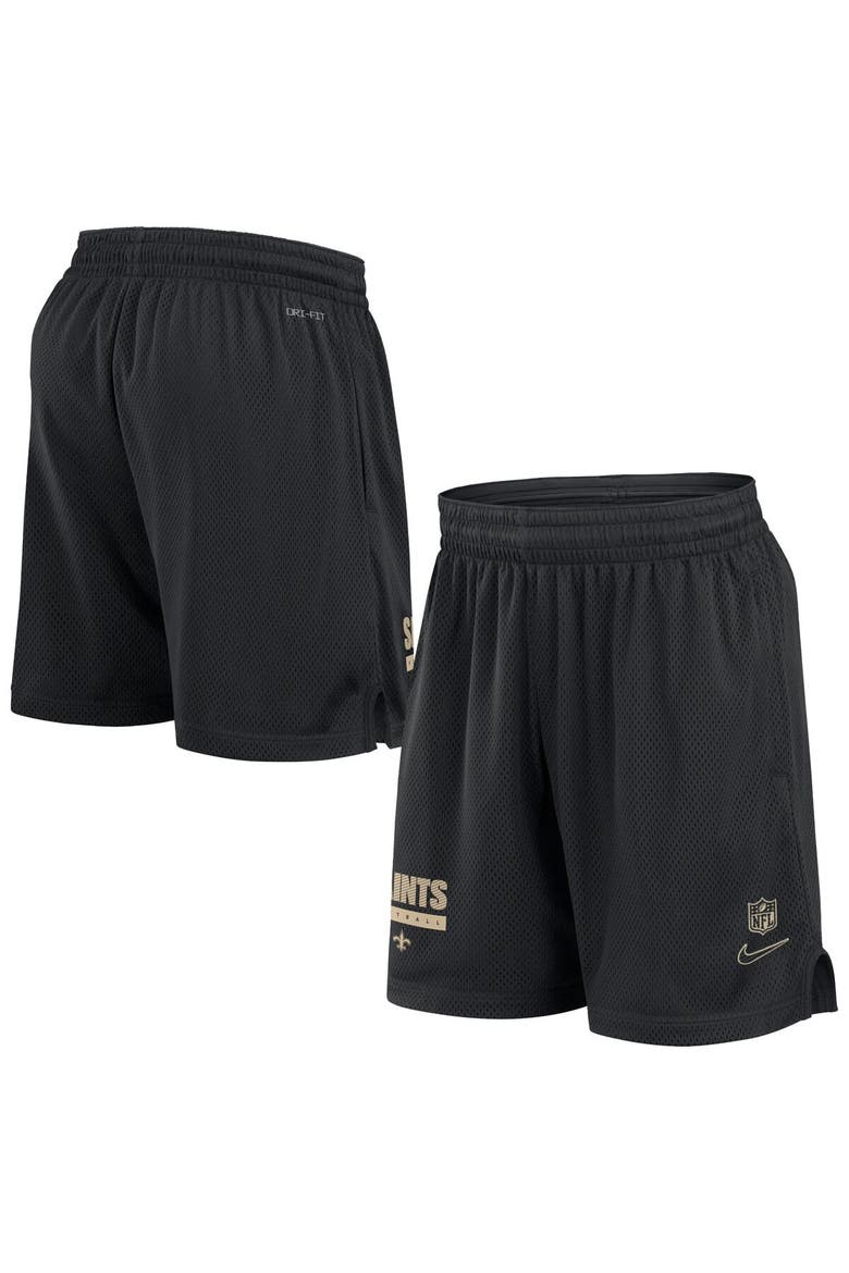 Men's Nike Black New Orleans Saints 2024 Sideline Performance Mesh Shorts, Main, color, Black