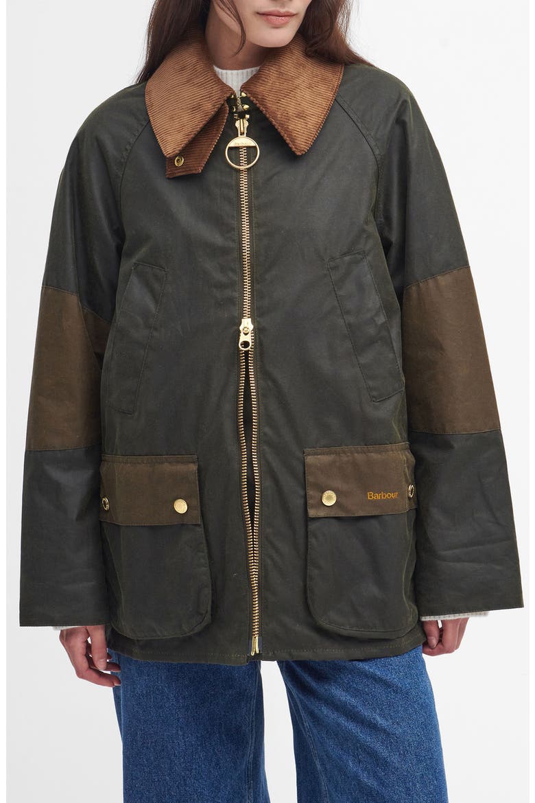 Allerston Water Resistant Waxed Cotton Jacket, Main, color, ARCHIVE OLIVE/ BEECH/ ANCIENT