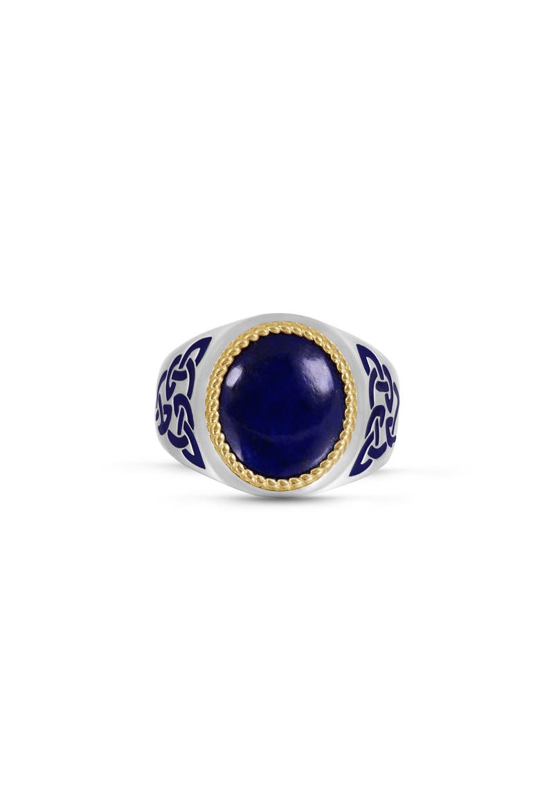 Lapis Lazuli Sterling Silver Men Signet Ring With Enamel, Main, color, Blue