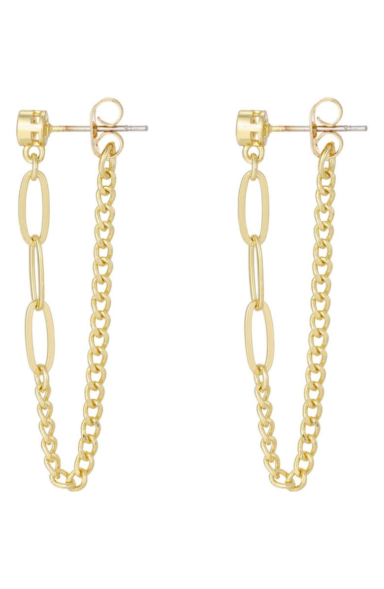 Adornia Cubic Zirconia Paper Clip Drop Front/Back Earrings, Alternate, color, Gold