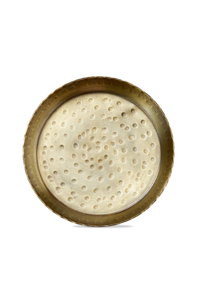 tag Remi Round Antique Brass Candle Holder Decorative Plate, Main, color, Gold