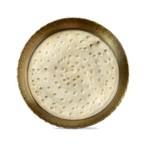 Remi Round Antique Brass Candle Holder Decorative Plate