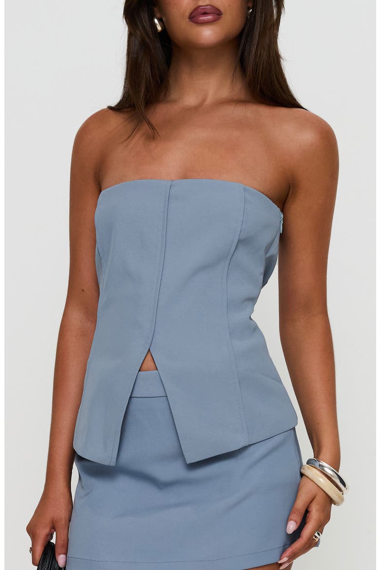 Lavish Living Split Front Strapless Top, Main, color, BLUE