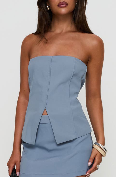 Lavish Living Split Front Strapless Top