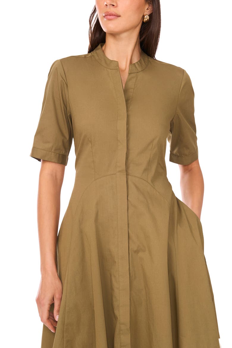Front Seam A-Line Midi Dress, Alternate, color, OLIVE MOSS
