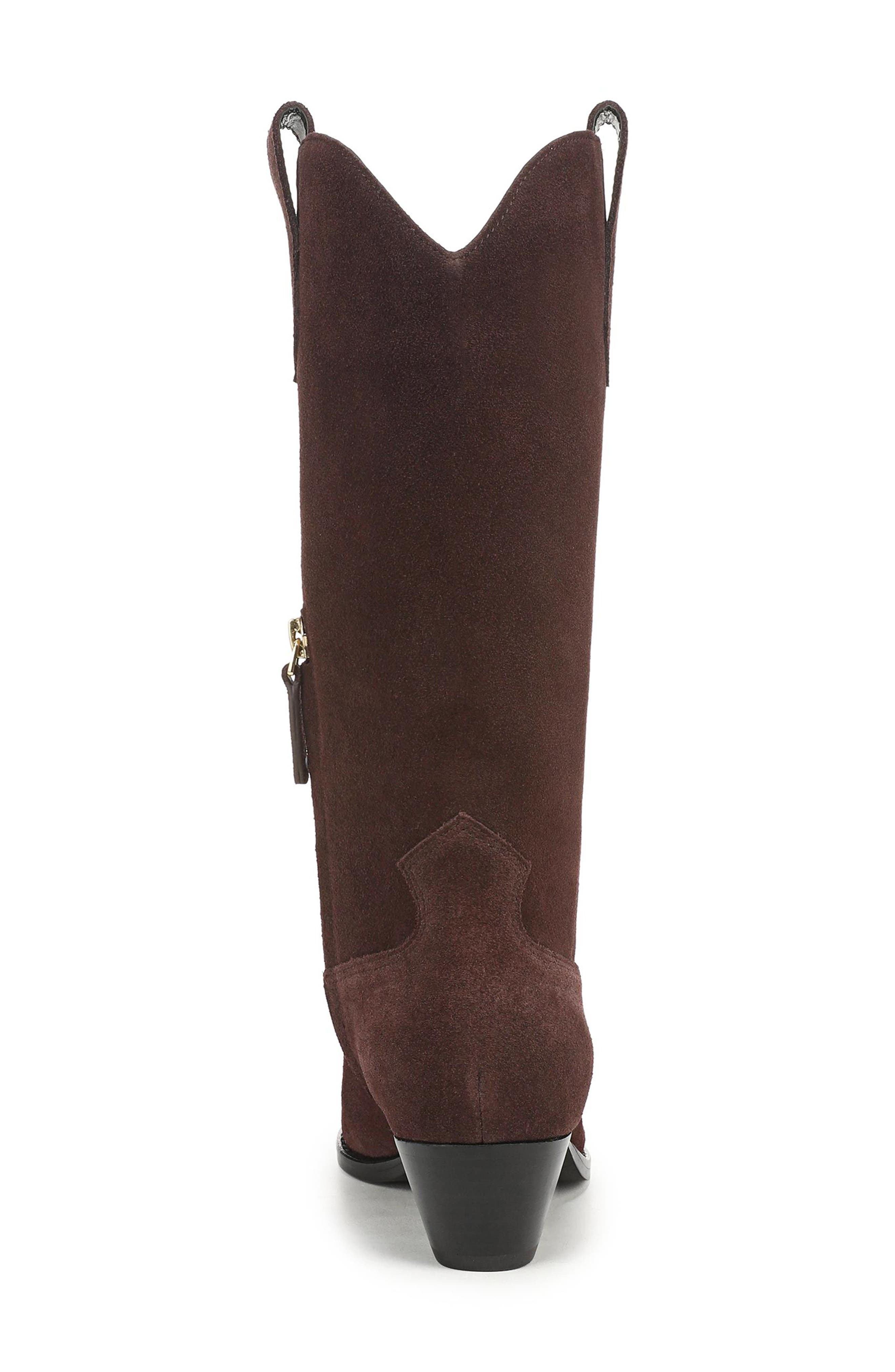 Georgia Croc Embossed Leather Boot, Alternate, color, BROWN CHICORY