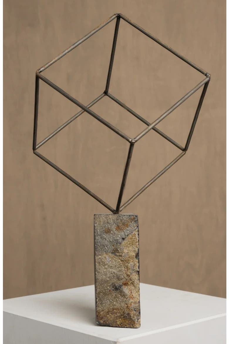 Single Cube Sculpture, Alternate, color, Brown
