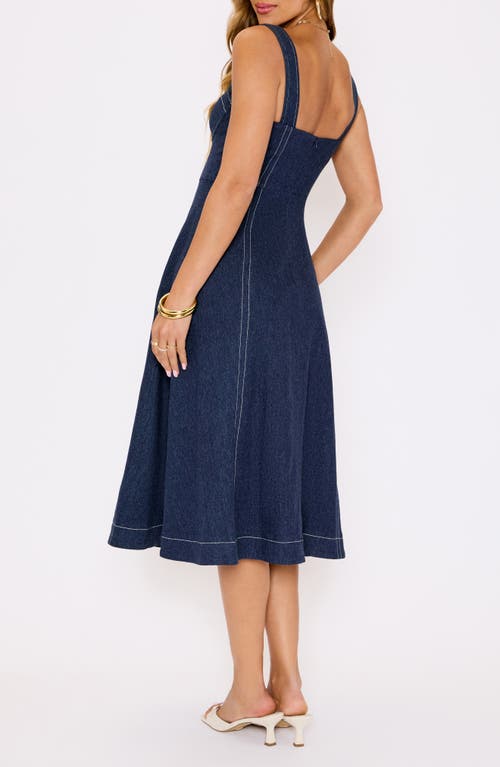 Vici Collection Rey Bustier Bodice Denim Midi Dress In Blue