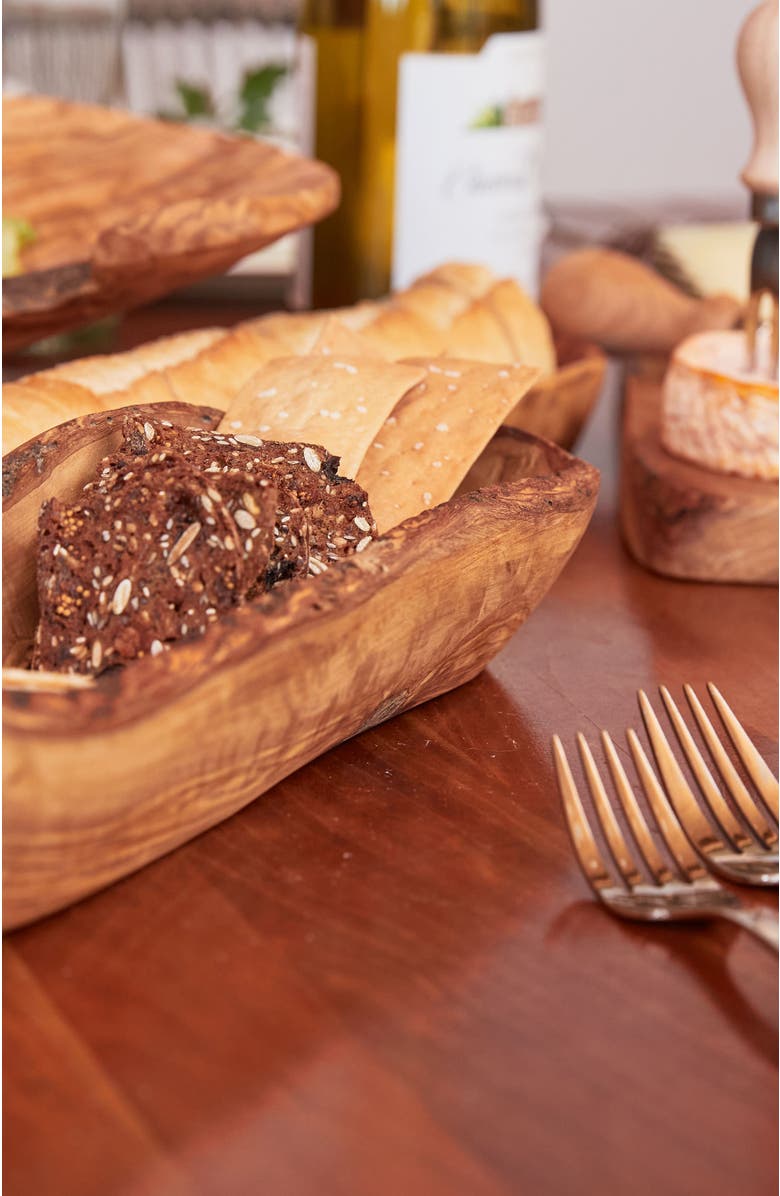 Verve Culture Olivewood Boat Shaped Bowl - Live Edge, Alternate, color,