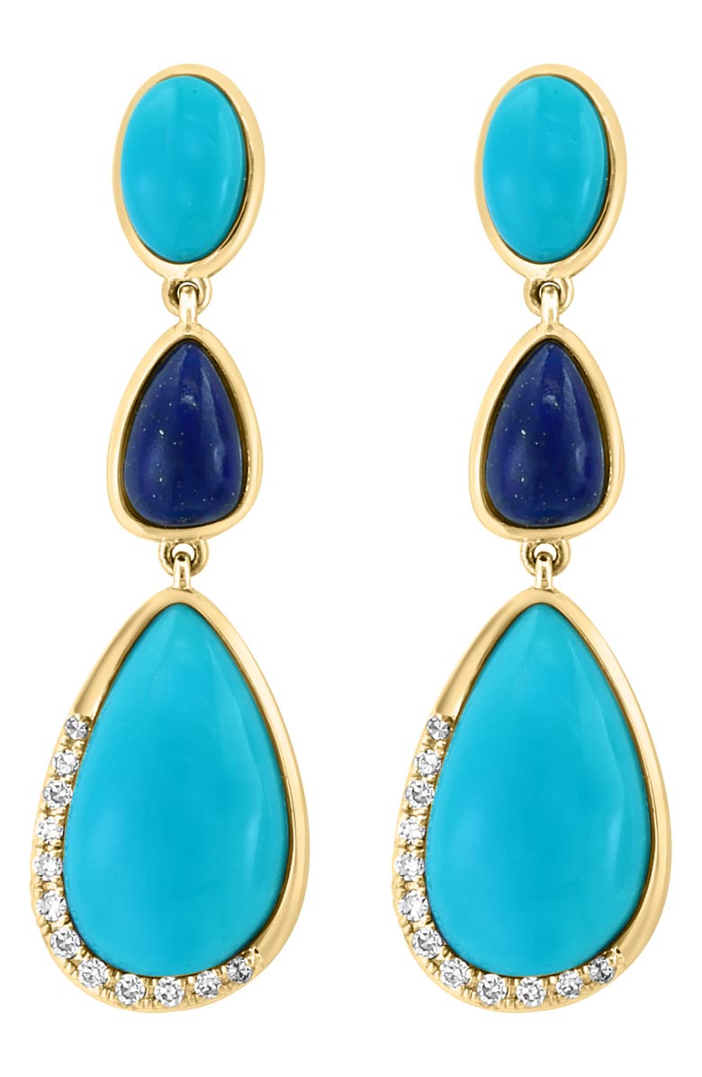 EFFY Diamond, Lapis Lazuli & Turquoise Drop Earrings, Main, color, 