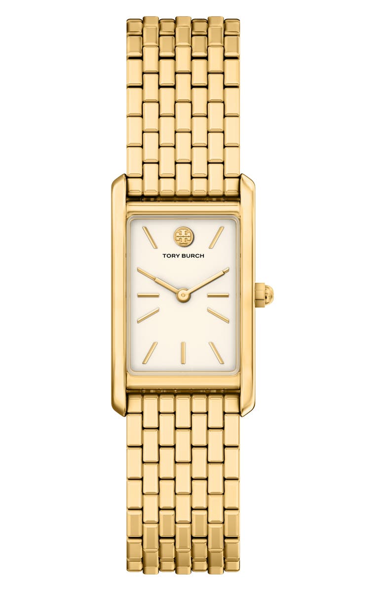 Tory Burch The Eleanor Slim Tank Bracelet Watch, 20mm x 34mm, Main, color, Gold/ White