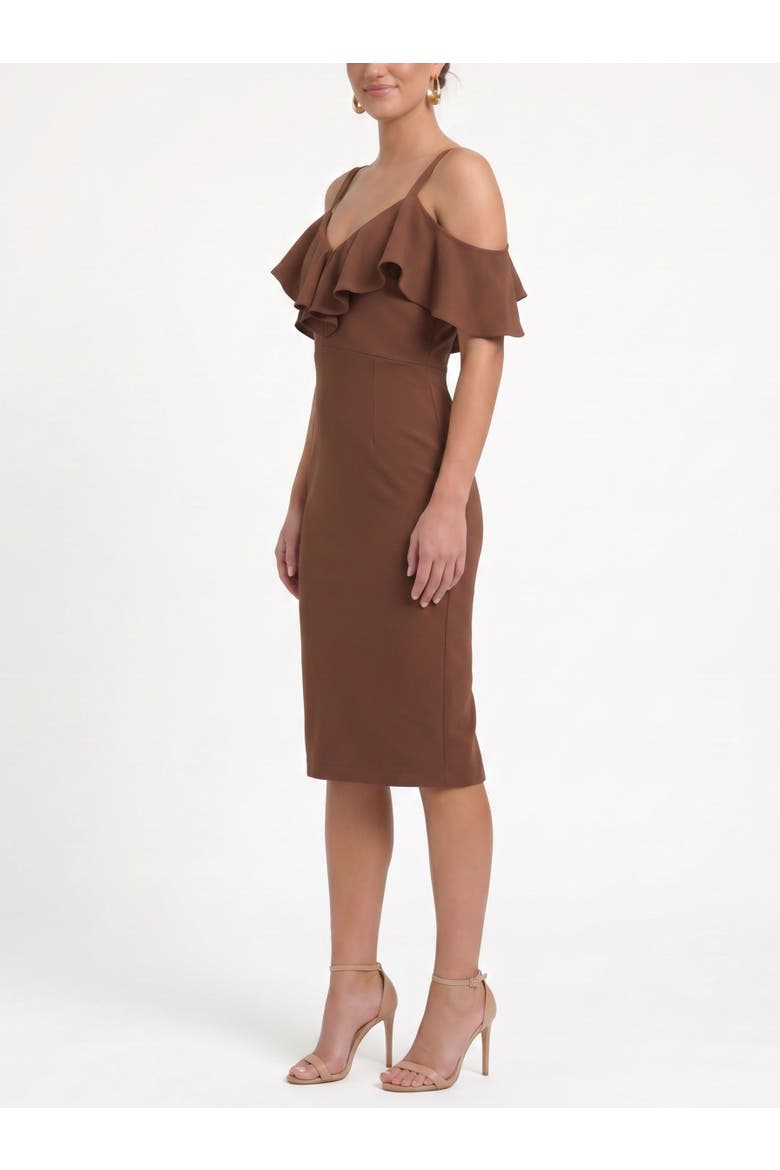 Marcella Off the Shoulder Ruffle Midi Dress, Alternate, color, Hickory