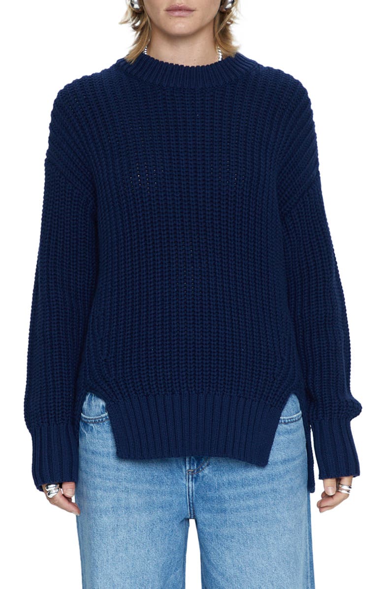 Pistola Helene Side Vent Crewneck Cotton Sweater, Main, color, 
