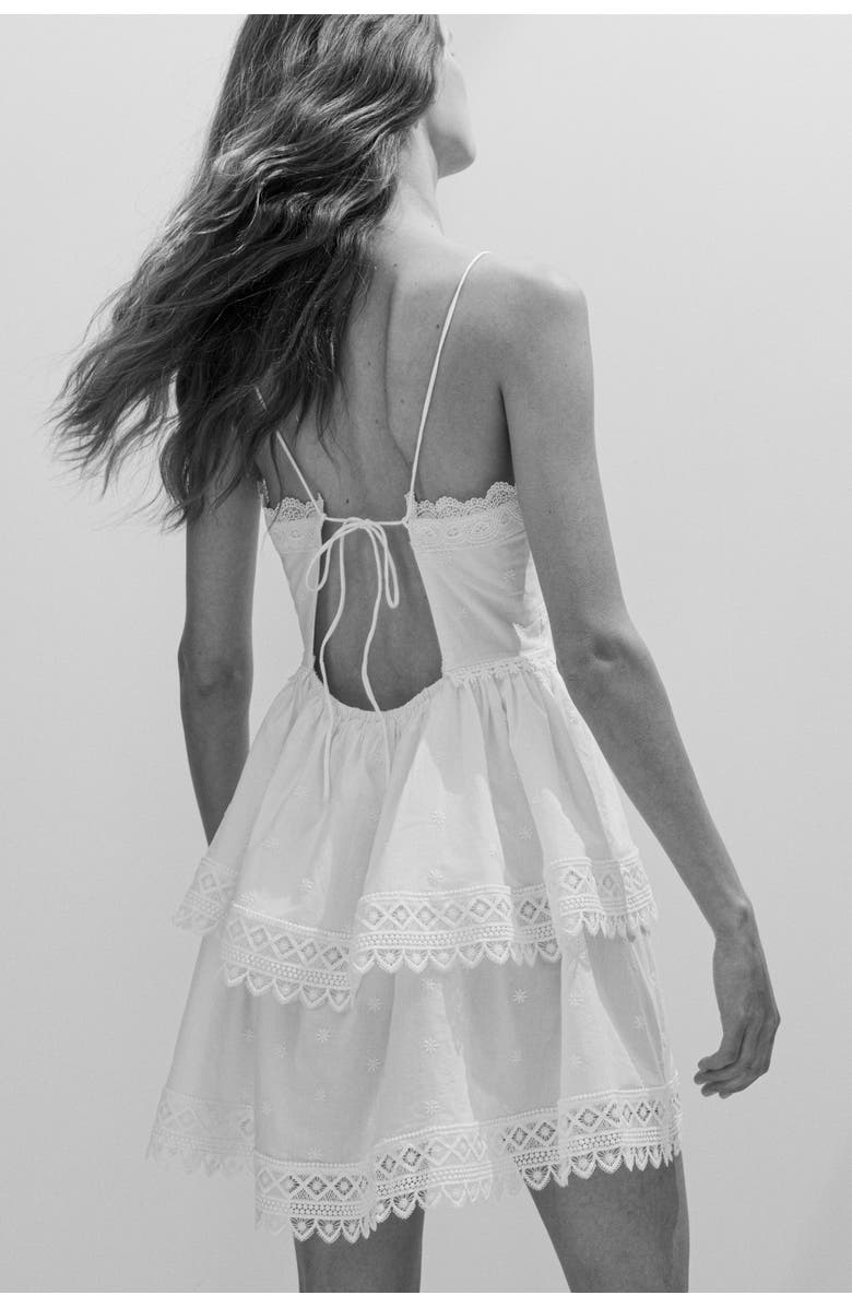 H&M Lace-trimmed Cotton Dress, Alternate, color, Ivory