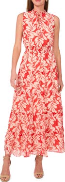 Halogen® Tie Neck Sleeveless Tiered Maxi Dress