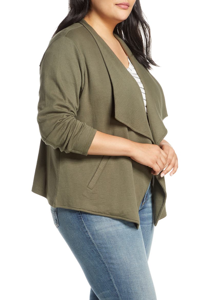Drape Collar Knit Blazer, Alternate, color, GREEN BEETLE