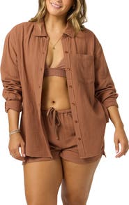 O'Neill Leni Relaxed Fit Cotton Cover-Up Shirt