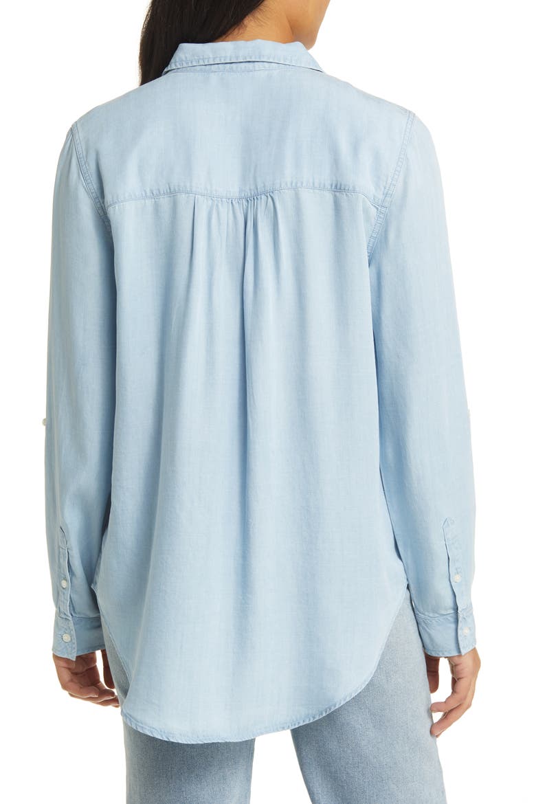Casual Chambray Button-Up Shirt, Alternate, color, ICE WASH
