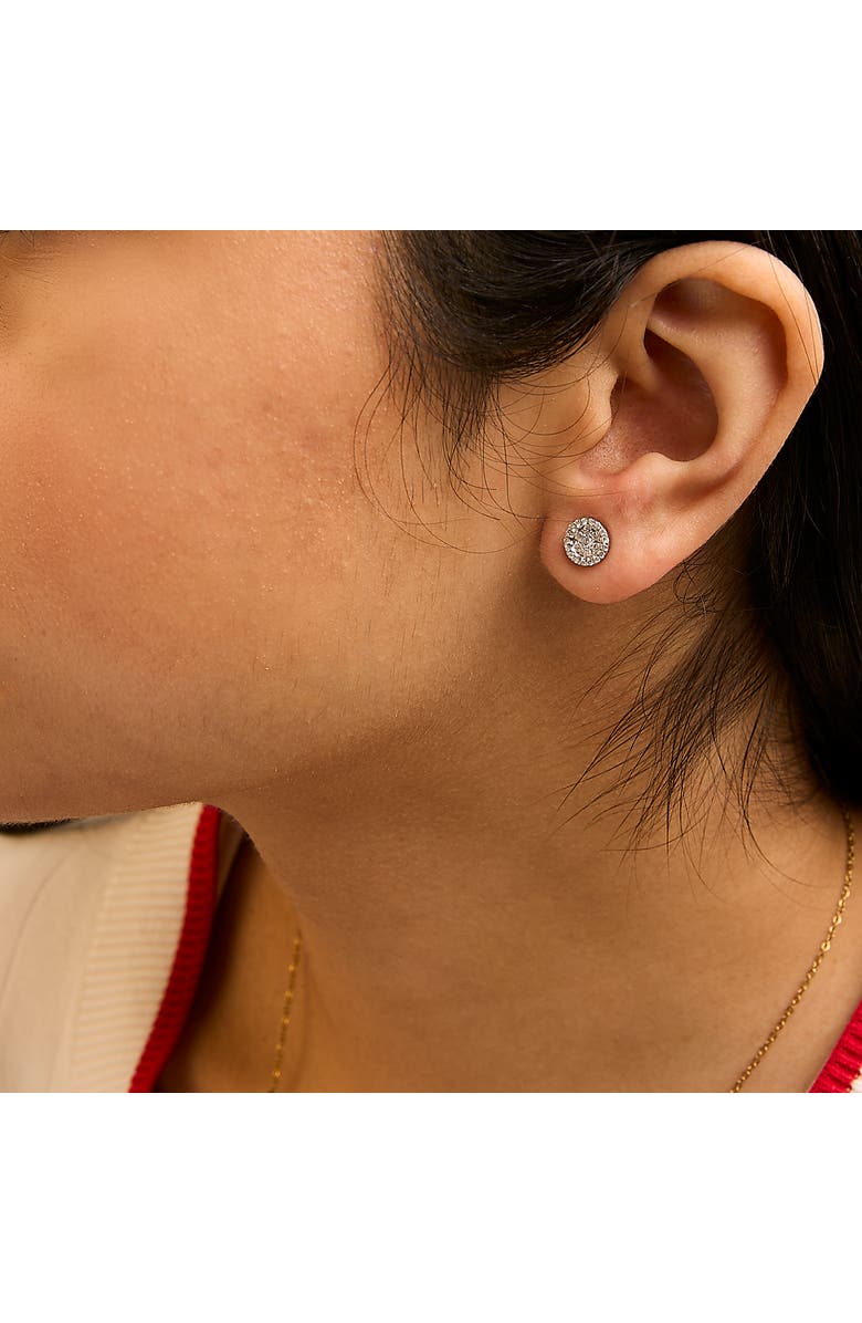 Haus of Brilliance 14K White Gold 1/2 Ct BrilliantDiamond Halo-Style Cluster Button Stud Earrings, Alternate, color, White