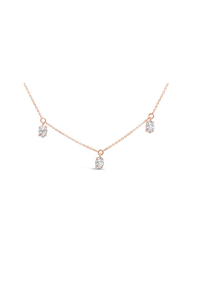 14K Rose Gold 1 3/8 Cttw Oval Lab Grown Diamond Dangle Station Necklace, Alternate, color, Pink