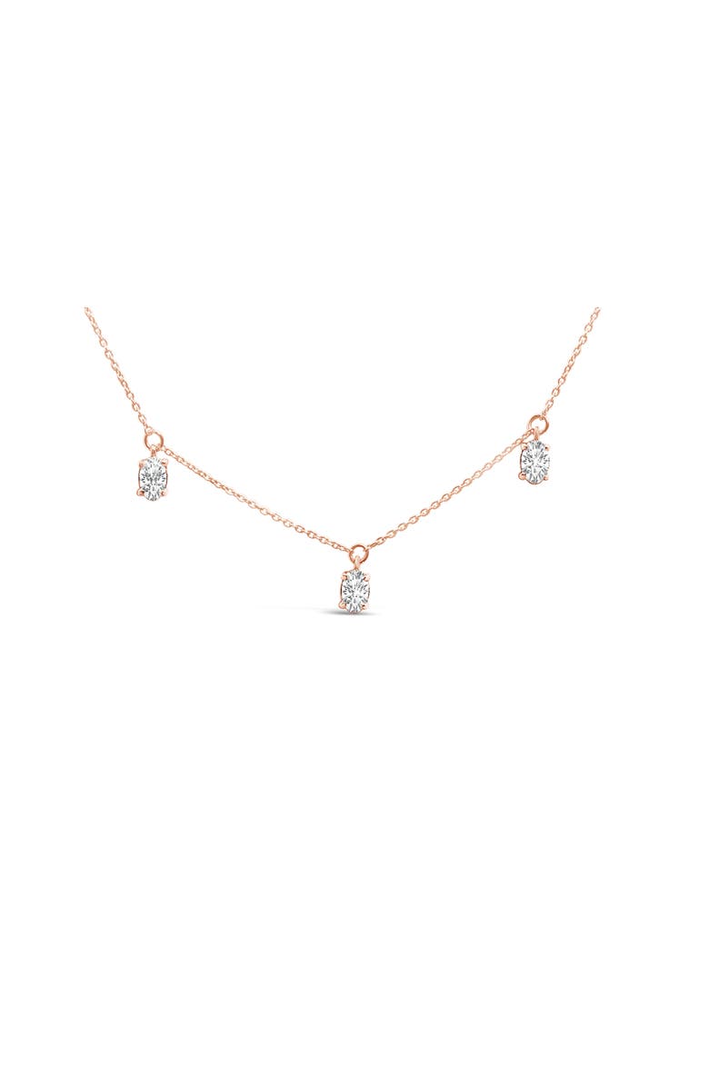 Haus of Brilliance 14K Rose Gold 1 3/8 Cttw Oval Lab Grown Diamond Dangle Station Necklace, Alternate, color, Pink