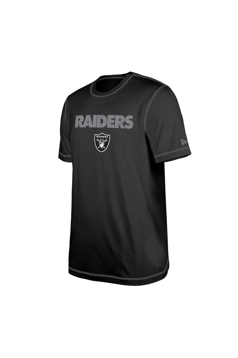 Men's New Era  Black Las Vegas Raiders Third Down Puff Print T-Shirt, Alternate, color, Black
