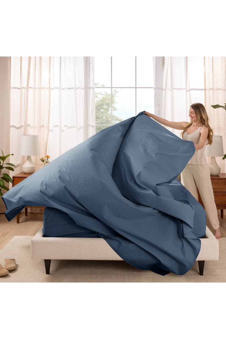 100% Organic Cotton Percale Cooling Sheet Set, Alternate, color, Bering Sea