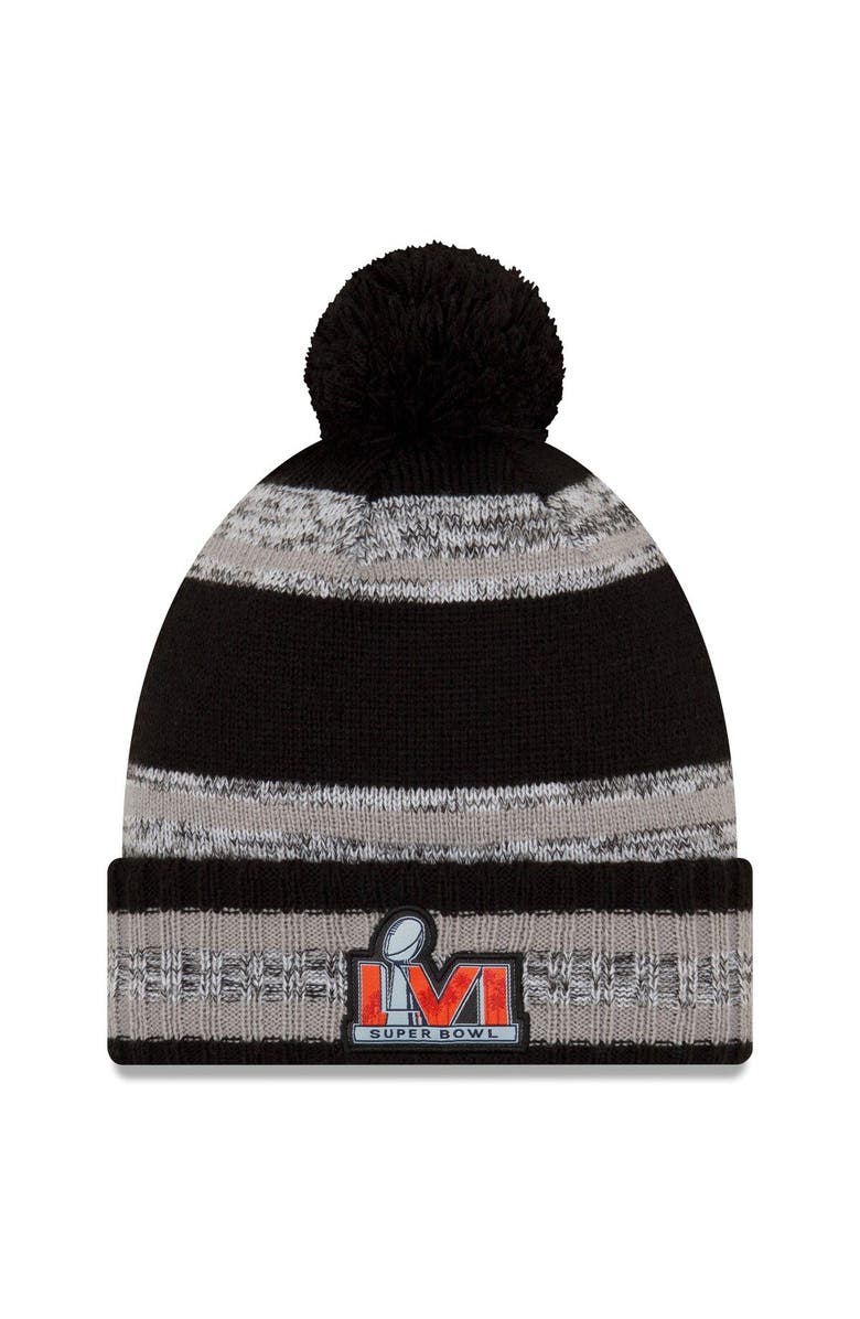 New Era Men's New Era Heathered Gray/Black Los Angeles Rams Super Bowl LVI Champions Parade Cuffed Pom Knit Hat, Alternate, color, 