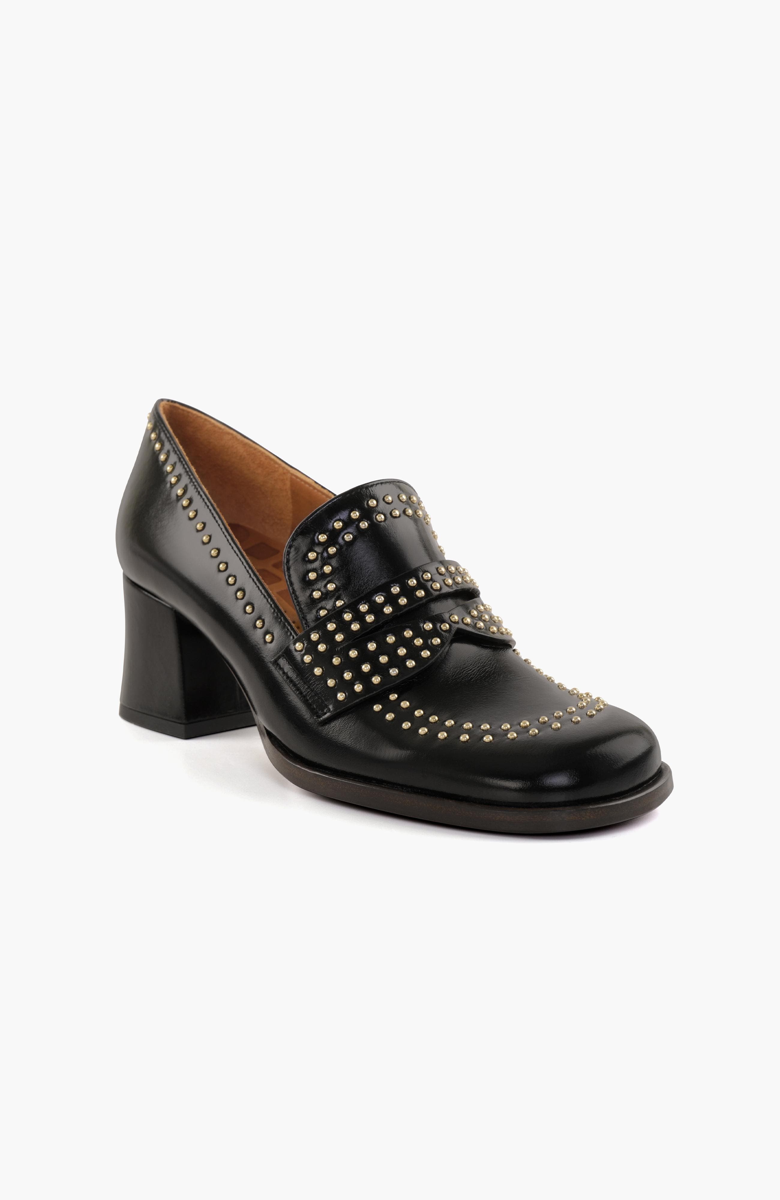 TALEAH Soft leather heeled Loafers, Alternate, color, Black