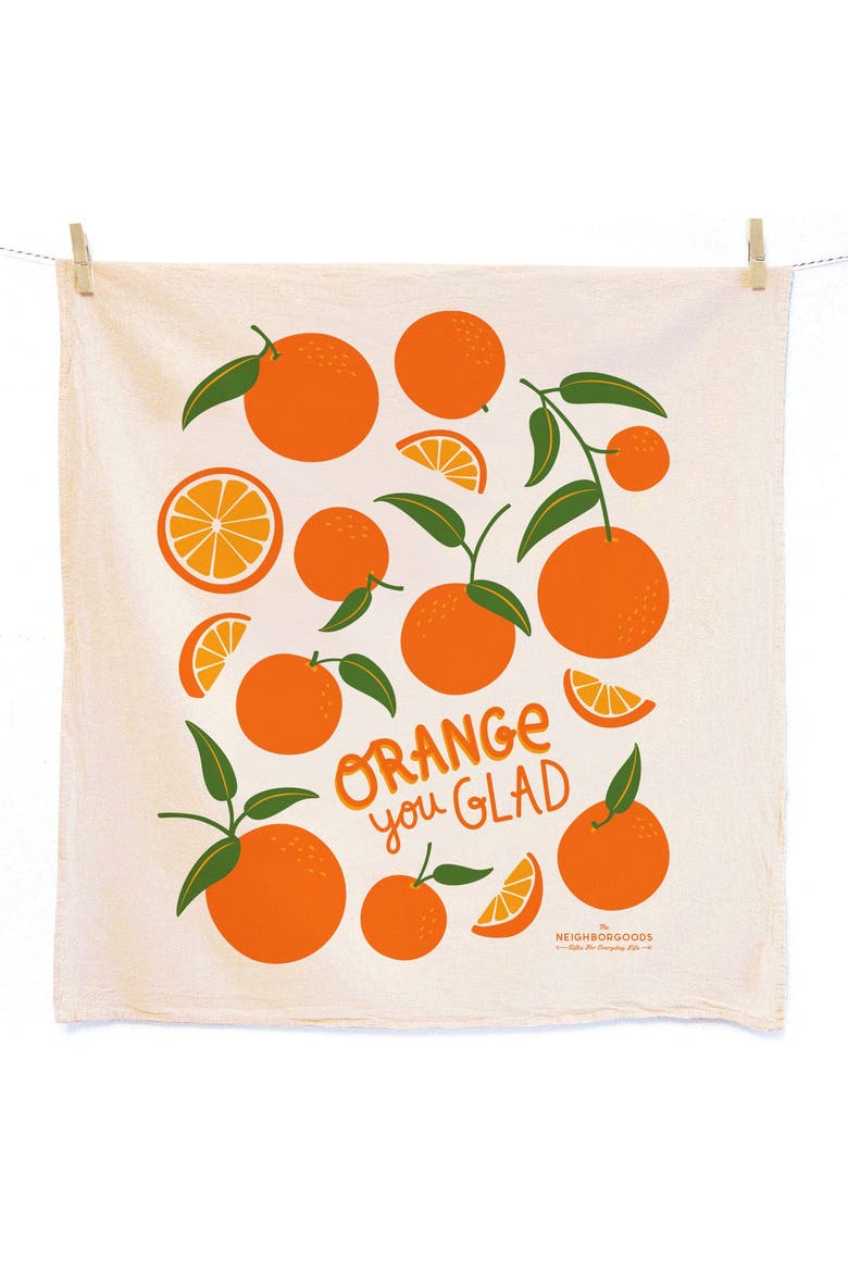 Orange Dish Towel + Sponge Cloth Gift Set, Main, color, Orange