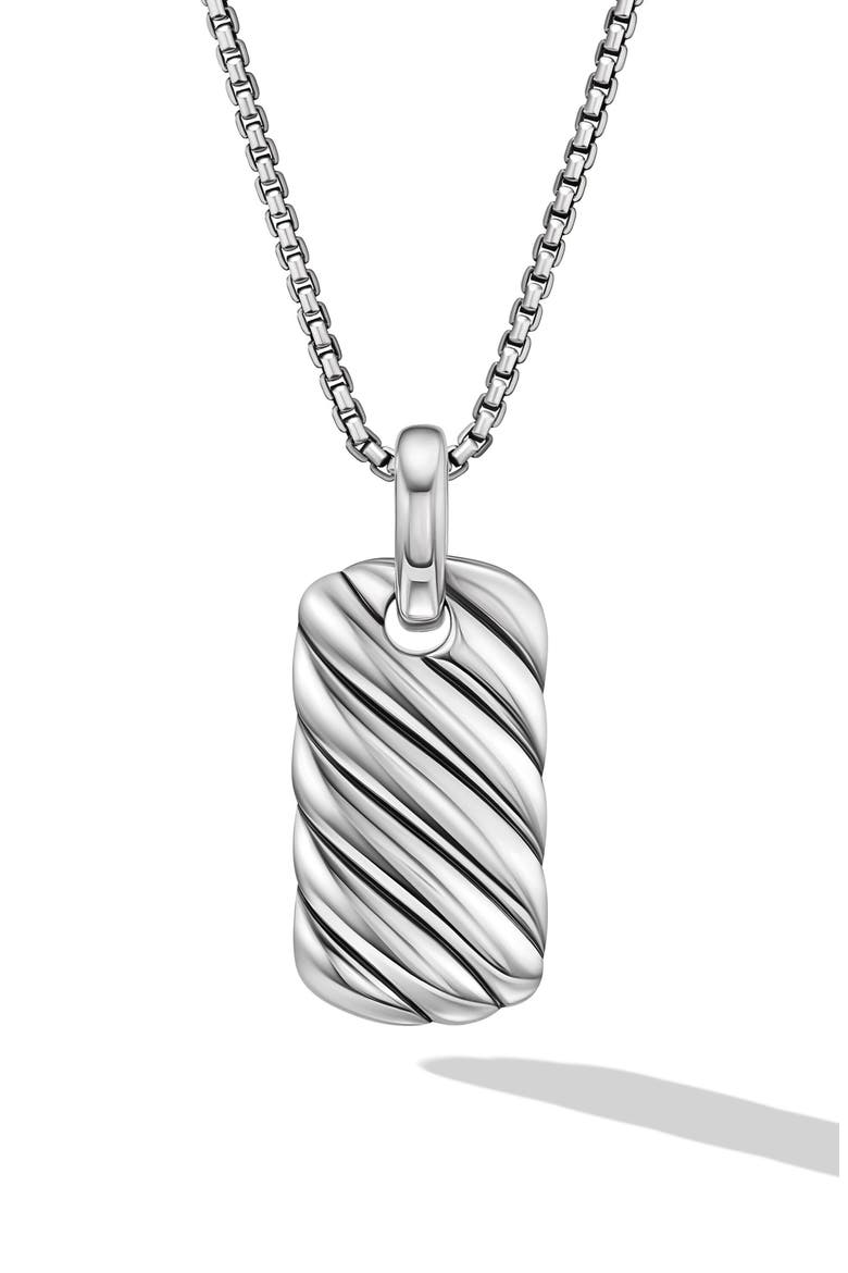 Petite Sculpted Cable Tag in Sterling Silver, 24mm, Main, color, STERLING SILVER