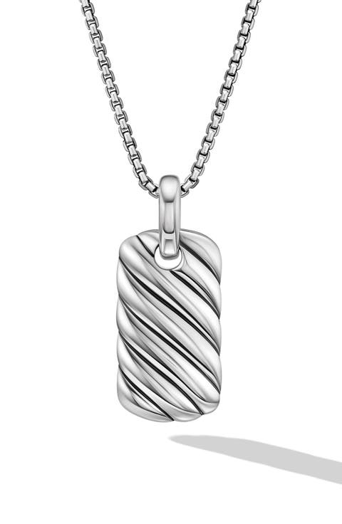 Petite Sculpted Cable Tag in Sterling Silver, 24mm