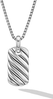 David Yurman Petite Sculpted Cable Tag in Sterling Silver, 24mm
