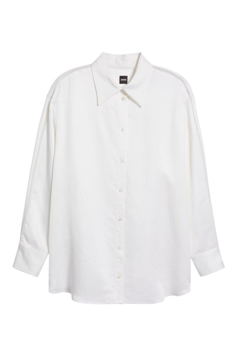 Belini Openwork Trim Button-Up Shirt, Alternate, color, WHT