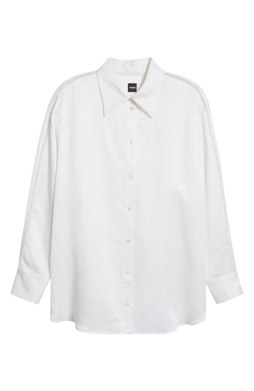Hugo Boss Boss Belini Openwork Trim Button-up Shirt In White