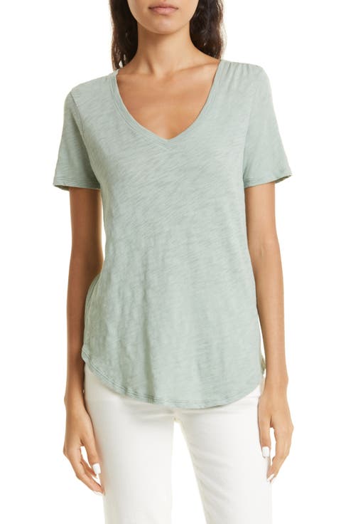 V-Neck Slub Cotton T-Shirt