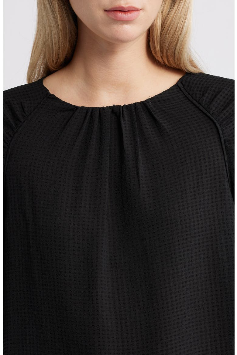 Shirred Bell Sleeve Top, Alternate, color, BLACK