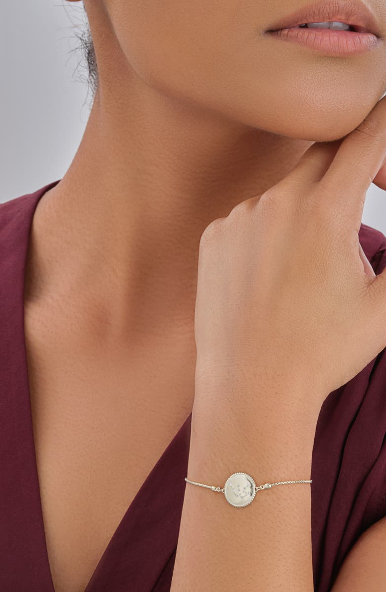 Sterling Forever Sterling Silver Constellation Disk Bolo Bracelet, Alternate, color, Silver- Aquarius