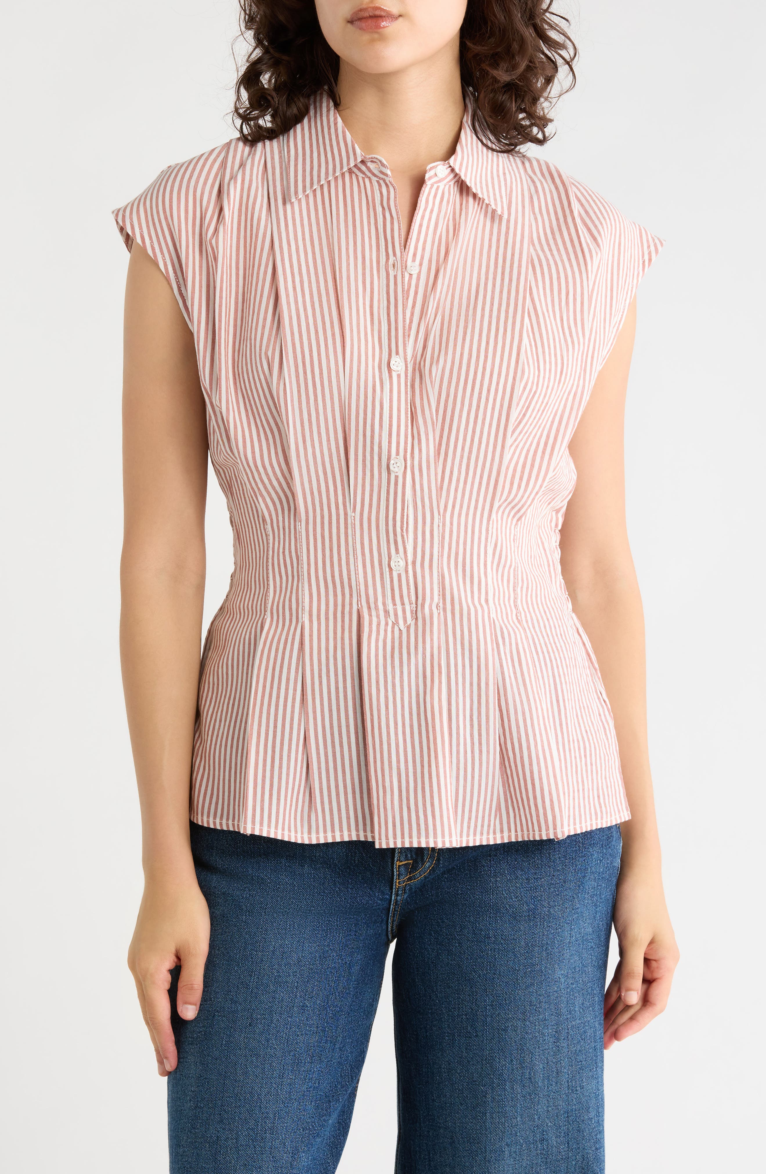Striped Cap Sleeve Shirt
