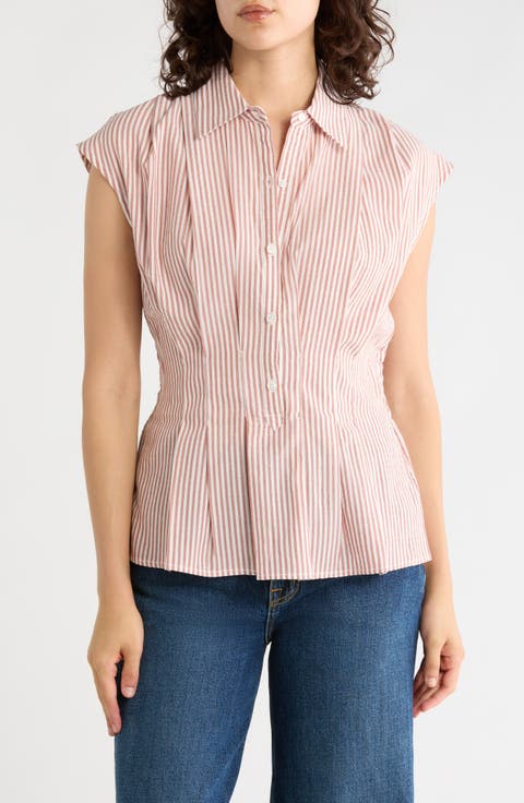Striped Cap Sleeve Shirt