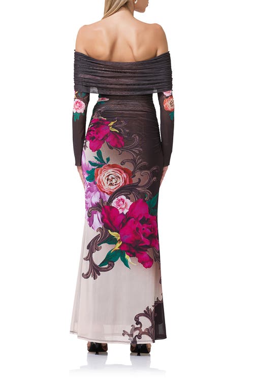 Afrm Polly Off The Shoulder Long Sleeve Mesh Maxi Dress