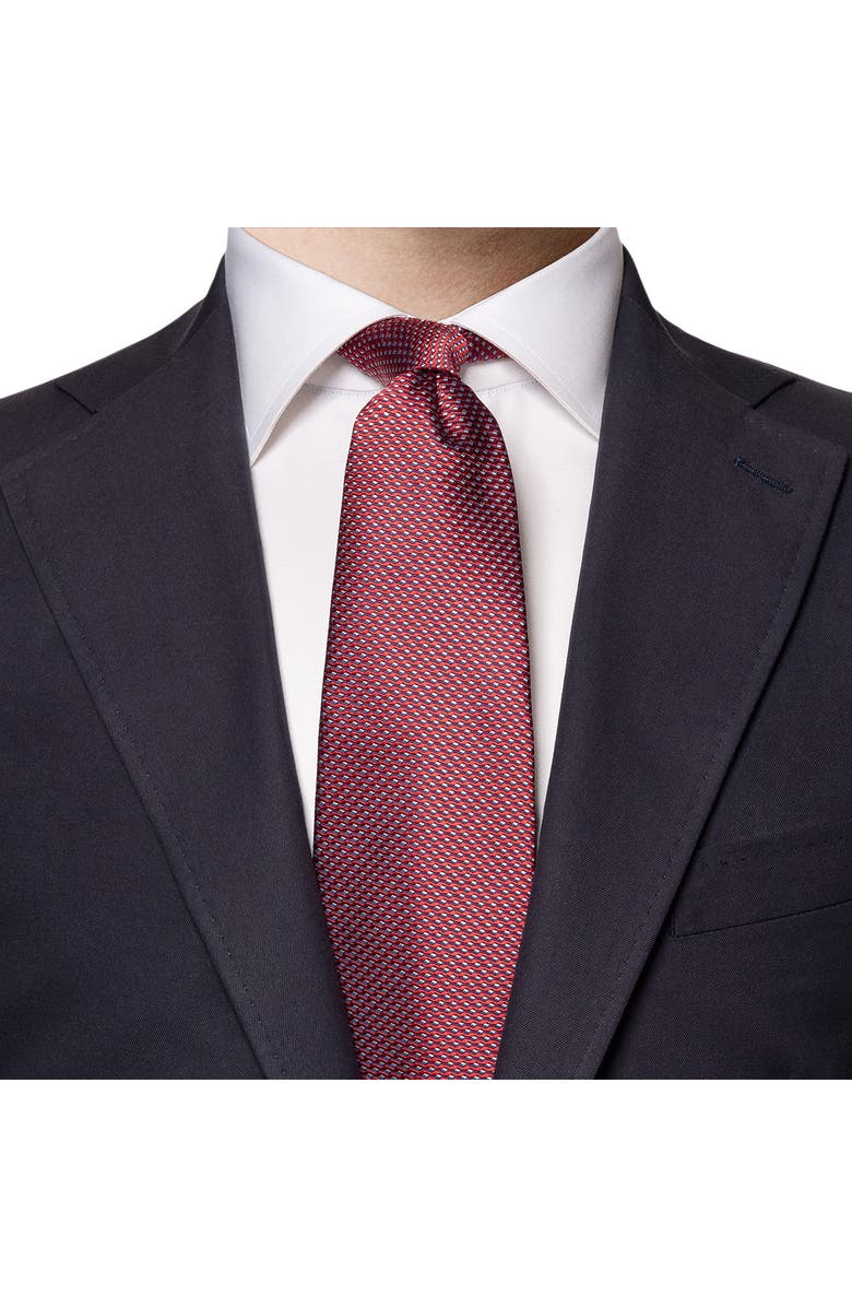 Eton Geometric Silk Tie, Alternate, color, Medium Red