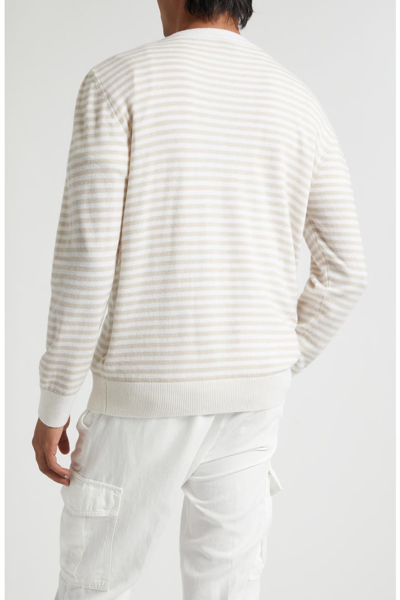 Stripe Cashmere Crewneck Sweater, Alternate, color, 01-02 WHITE/ BEIGE