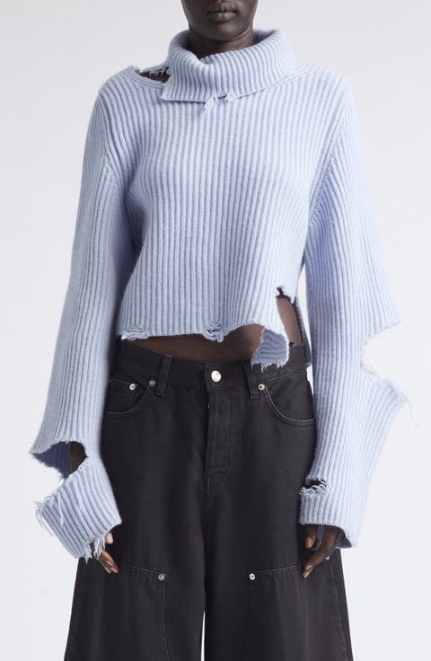 Lover Destroyed Rib Merino Wool Turtleneck Sweater