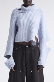 Haikure Lover Destroyed Rib Merino Wool Turtleneck Sweater
