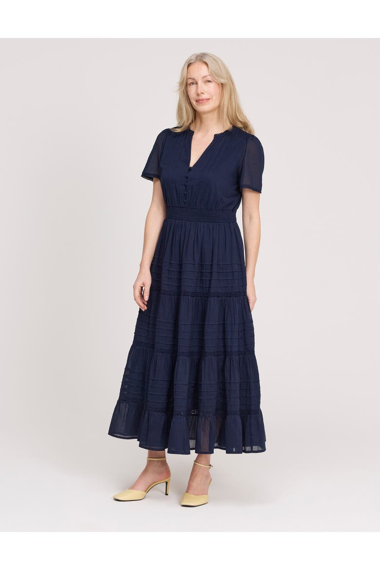 Petite Juniper Short Sleeve Midi Dress, Alternate, color, Navy