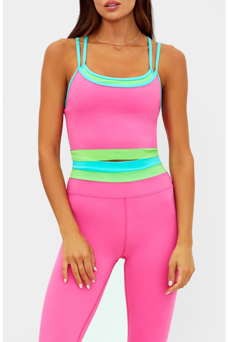 Vinny Layered Look Colorblock Tank, Main, color, STRAWBERRY
