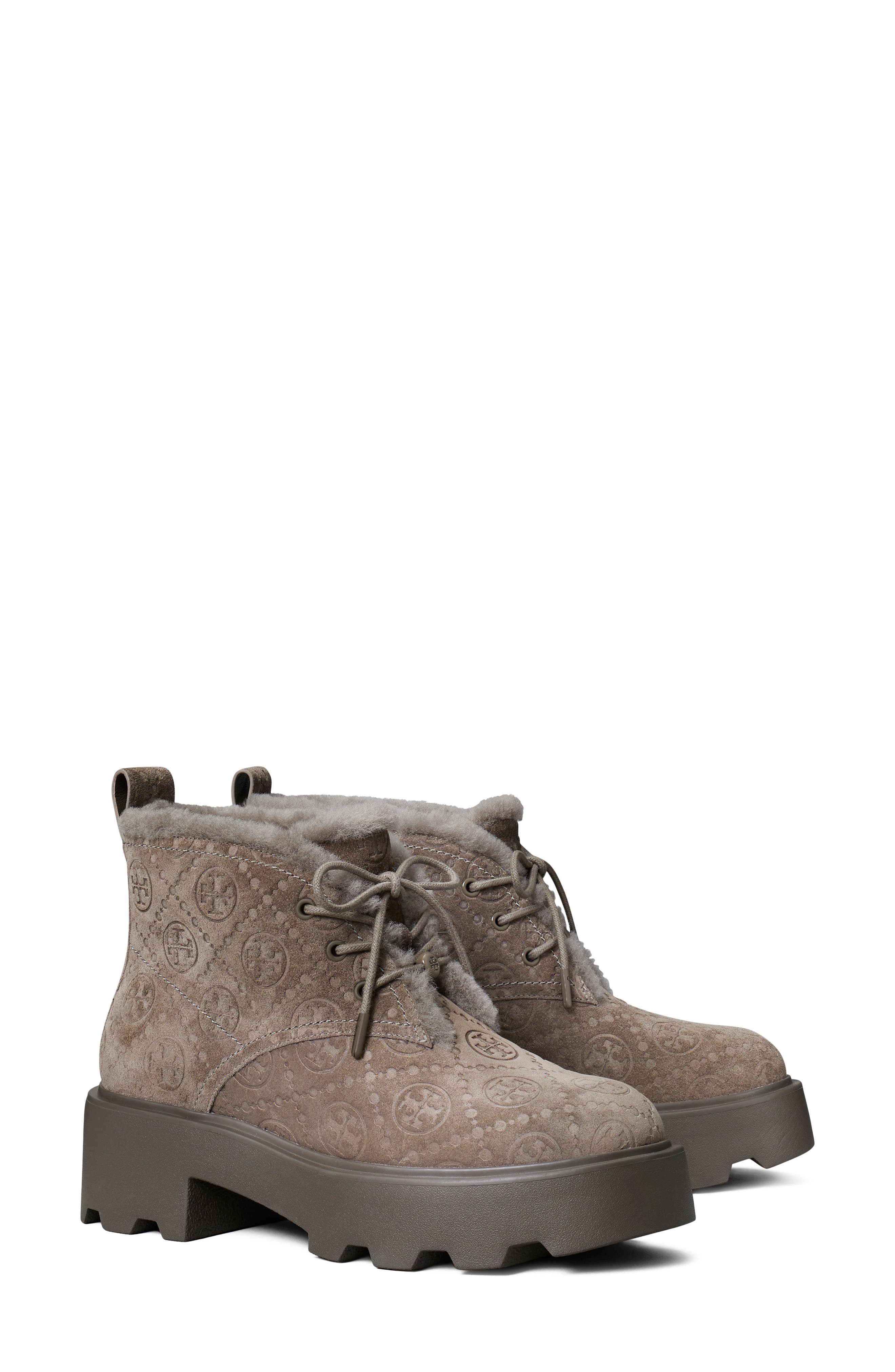 T Monogram Genuine Shearling Leather Desert Boot, Main, color, FOREST GREEN