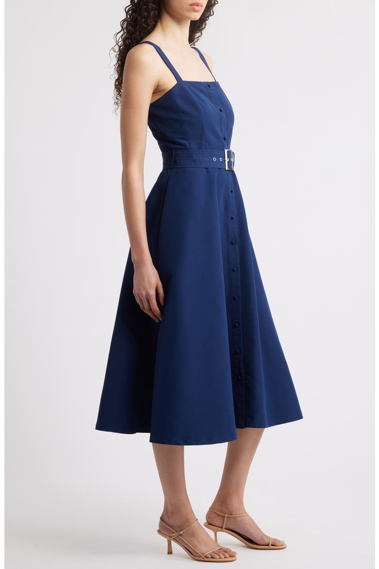 Belted Fit & Flare Sundress, Alternate, color, NAVY